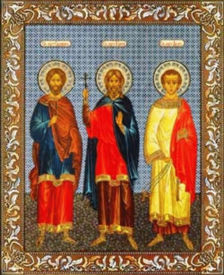 Семья святых покровителей тверской области. Икона святых мучеников Гурия Самона и Авива.